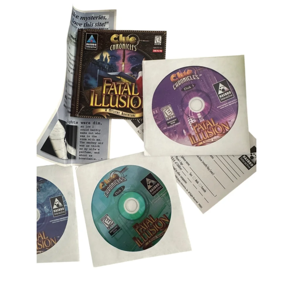 Clue Chronicles Fatal Illusion PC Game from 90's, original box and Disks